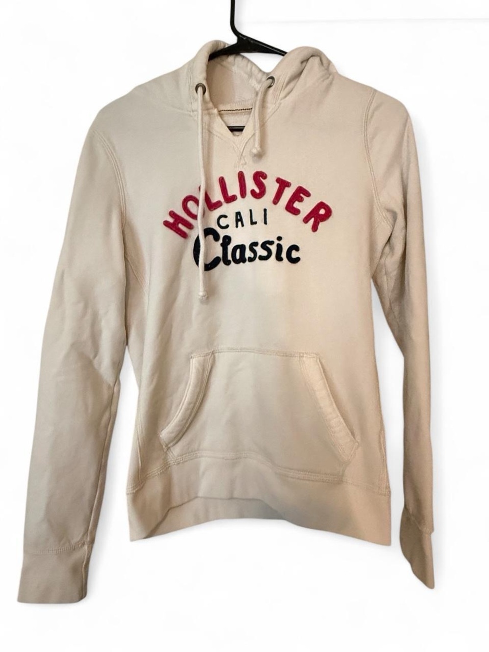 Hollister Cream Pullover with Red & Black Logo